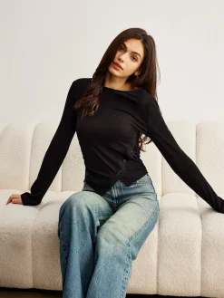 Bell Sleeve Side Button Jersey Top