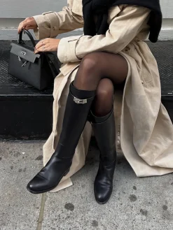 Belted Knee-High Knight Boots