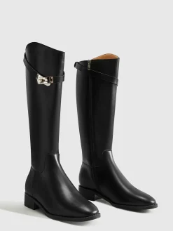 Belted Knee-High Knight Boots