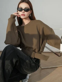 Belted Short Sweatshirt