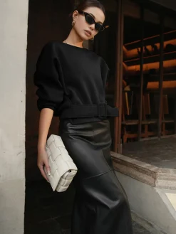 Belted Short Sweatshirt