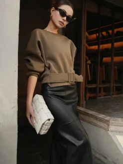 Belted Short Sweatshirt