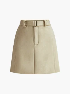 Belted Suede Mini Skirt