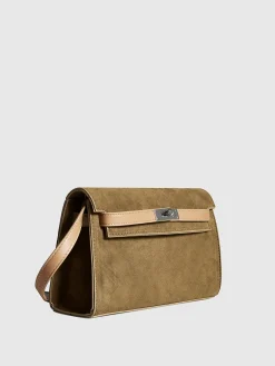 Belted-Decor Flap Shoulder Bag