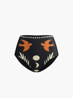 Bird Print Asymmetrical Neck Bikini Set