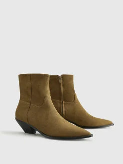 Block Heel Western Zip Ankle Boots