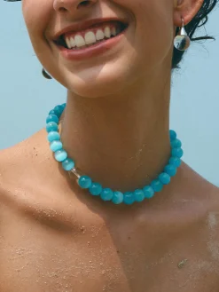 Blue Cat Eye Stone Beaded Necklace