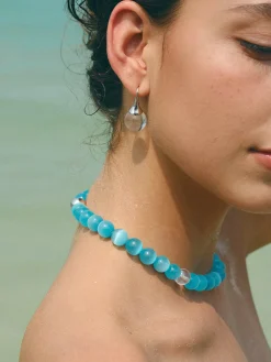 Blue Cat Eye Stone Beaded Necklace