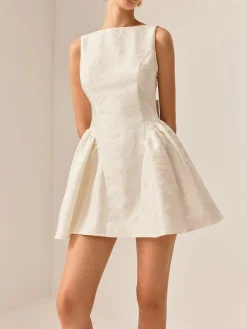 Boat Neck Backless Panel Dress