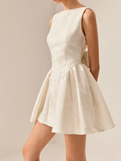 Boat Neck Backless Panel Dress