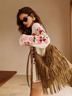 Boheme Buckle-Design Tassel Shoulder Bag