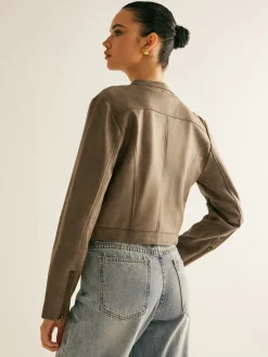 Boheme Button-Collar Zipper Jacket