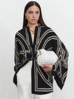 Boheme Printed Breasted Satin Shirt