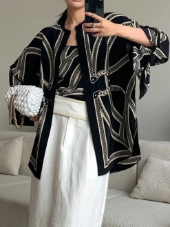 Boheme Printed Breasted Satin Shirt