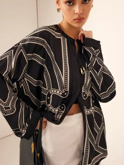 Boheme Printed Breasted Satin Shirt