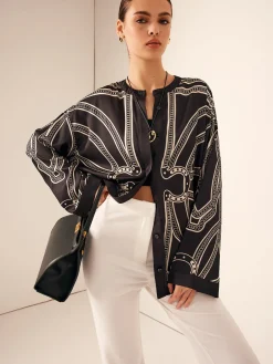 Boheme Printed Breasted Satin Shirt