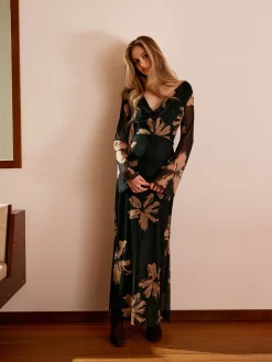 Boheme Printed Cowl Neck Floral Dress