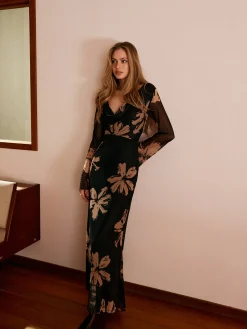 Boheme Printed Cowl Neck Floral Dress