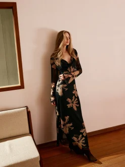 Boheme Printed Cowl Neck Floral Dress