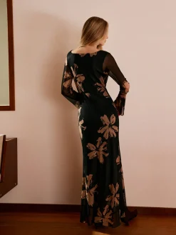 Boheme Printed Cowl Neck Floral Dress