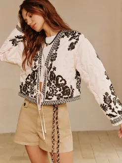 Boheme Printed Lace Up Short Jacket