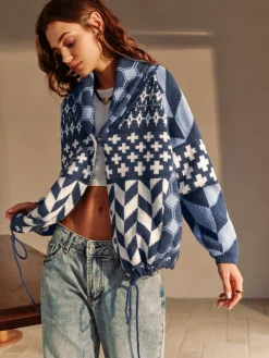 Boheme Printed Lapel Cardigan