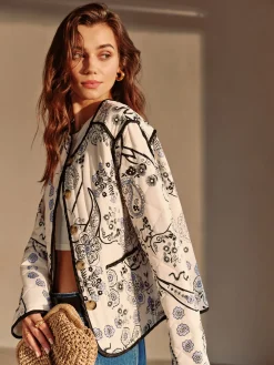 Boheme Printed Piping Winter Coat