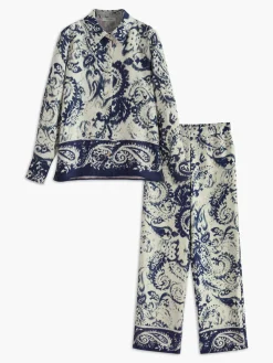 Boheme Printed Satin Breasted Polo Shirt