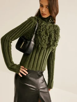 Boheme Raw Hem Zipper Knit Top