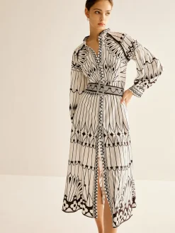 Boheme Stand Collar Split Dress