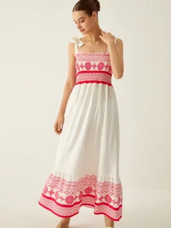 Bohemian Print Elastic Long Dress