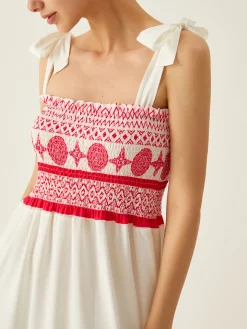 Bohemian Print Elastic Long Dress