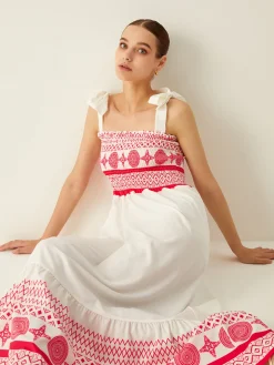 Bohemian Print Elastic Long Dress