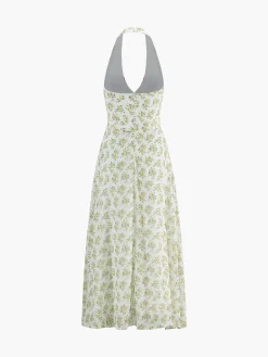 Boho Multi Floral Halter Midi Dress