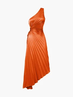 Bold In Pleat Satin Cutout Long Dress