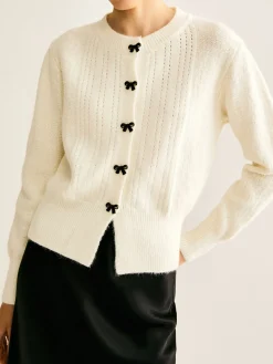 Bow Button Panel Cardigan