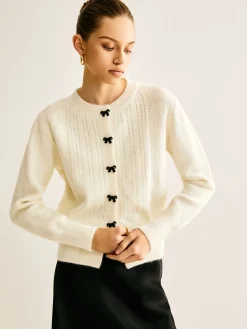 Bow Button Panel Cardigan