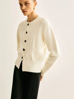 Bow Button Panel Cardigan