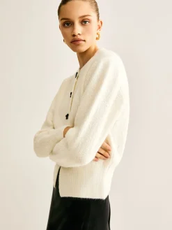 Bow Button Panel Cardigan