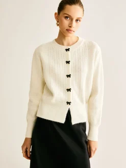 Bow Button Panel Cardigan