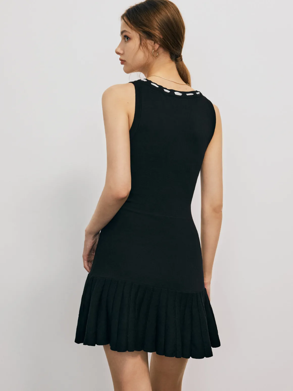 Bow Decor Pleated Short Dress