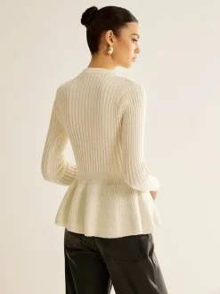 Bow Decor Ruffle Knit Top
