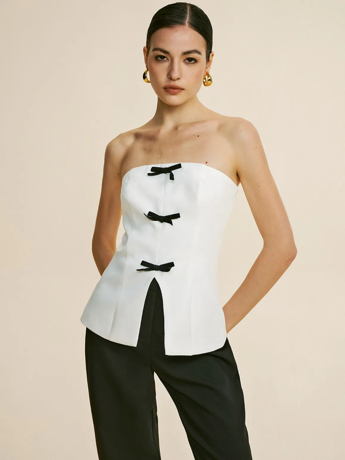 Bow Decor Split Tube Top