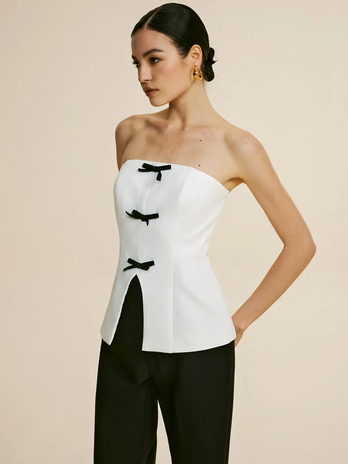 Bow Decor Split Tube Top