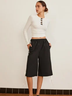 Bow Detail Plain T-Shirt