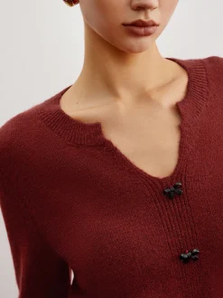 Bow Detail Split Pullover Sweater