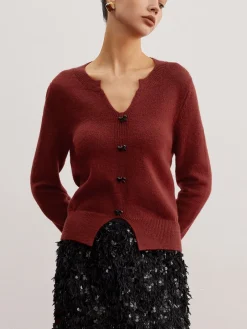 Bow Detail Split Pullover Sweater