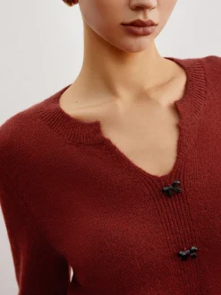 Bow Detail Split Pullover Sweater