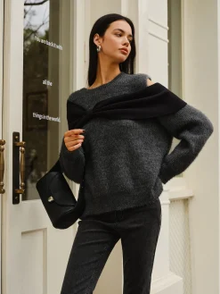 Bow Front Cutout Shift Sweater
