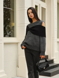 Bow Front Cutout Shift Sweater